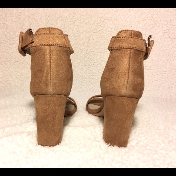 Tan Chunky High Heel with Buckle Ankle Strap - Picture 5 of 6